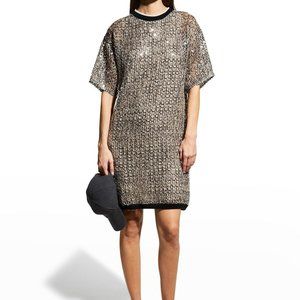 Brunello Cucinelli Paillette Fish scale knit dress 2022 Spring Collection M